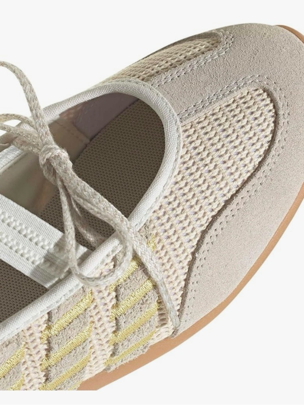 adidas Cream & Pale Yellow Mesh Ballet Sneakers - Picture 4 of 7
